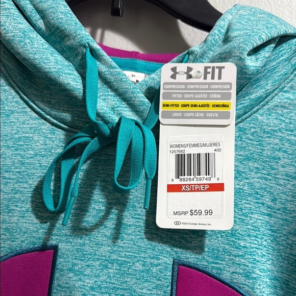 Under Armour cold gear storm Teal Hoodie with Purple Logo - Picture 4 of 8